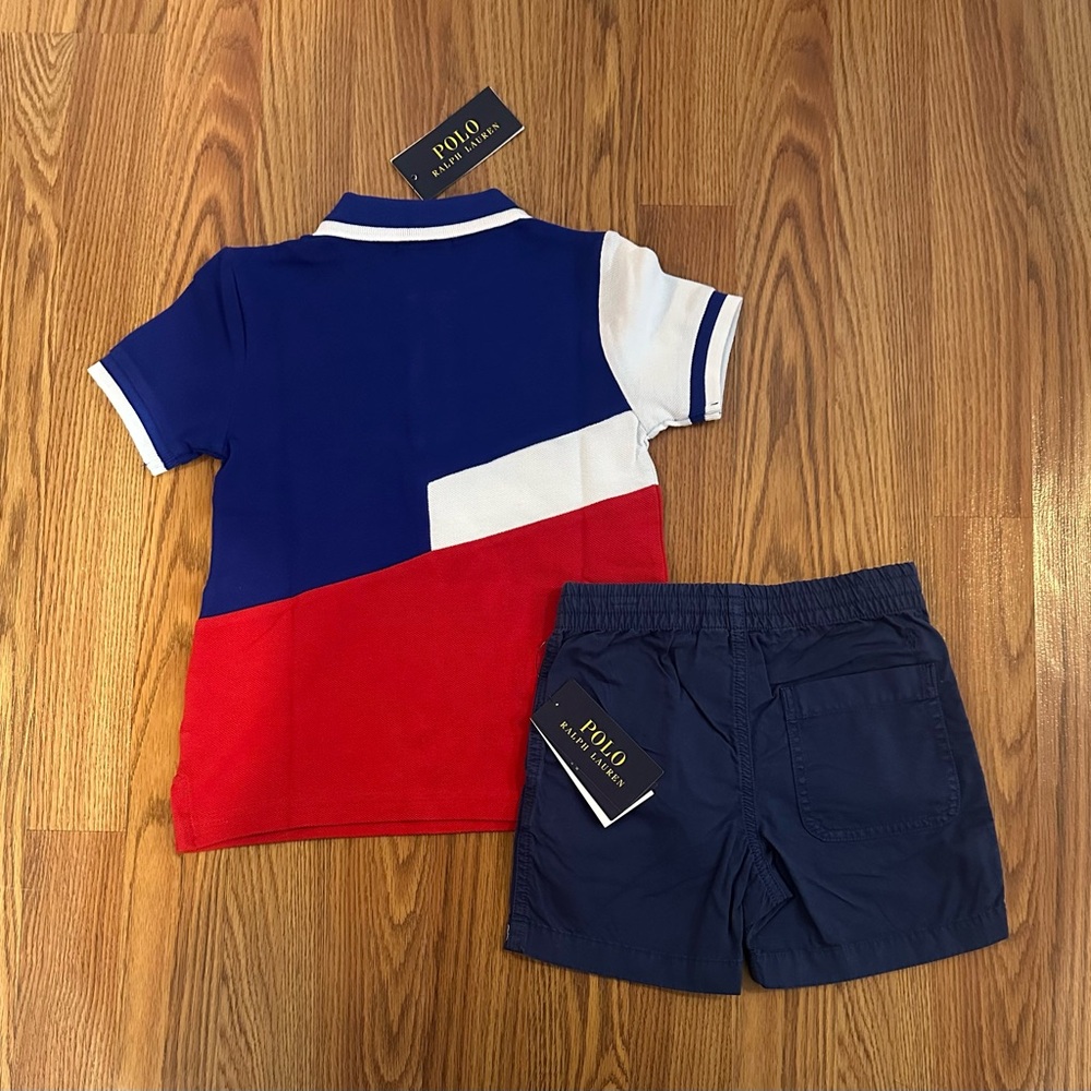 Polo Ralph Lauren Boy’s Color-block Cotton Mesh Polo Shirt and Shorts, Size 3/3T - Picture 2 of 5